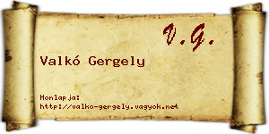 Valkó Gergely névjegykártya